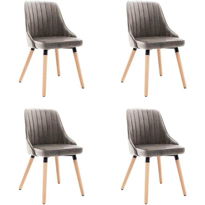 

Sillas de Comedor de Terciopelo 4 Unidades Gris Claro - Gris - Vidaxl