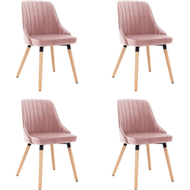 

vidaXL Sillas de Comedor de Terciopelo 4 Unidades Rosa - Rosa