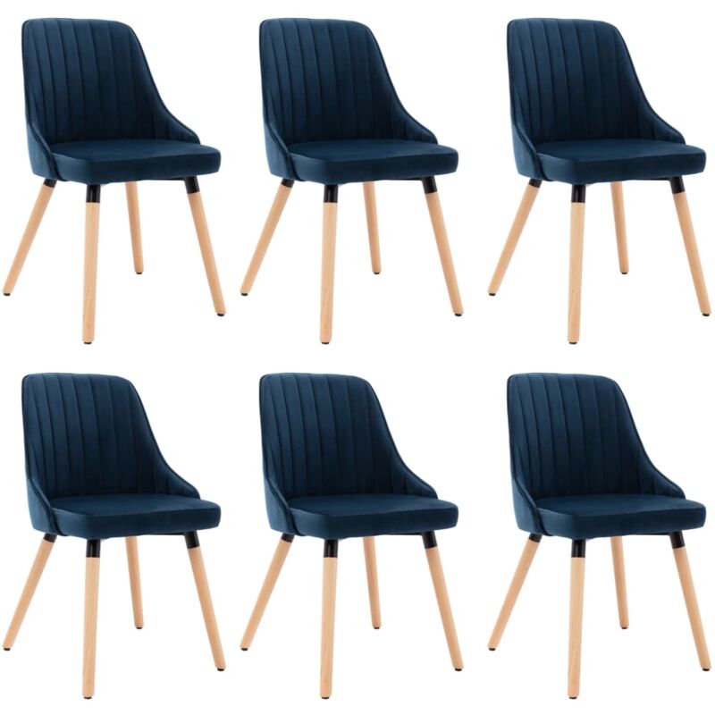 

Sillas de Comedor de Terciopelo 6 Unidades Azul - Azul - Vidaxl