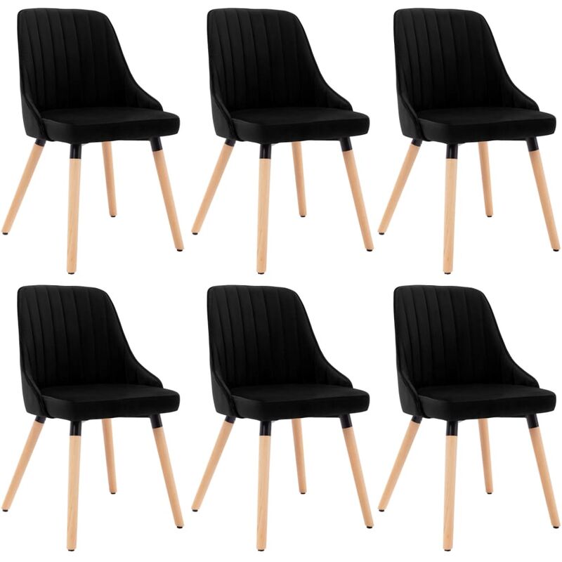 

vidaXL Sillas de Comedor de Terciopelo 6 Unidades Negro - Negro