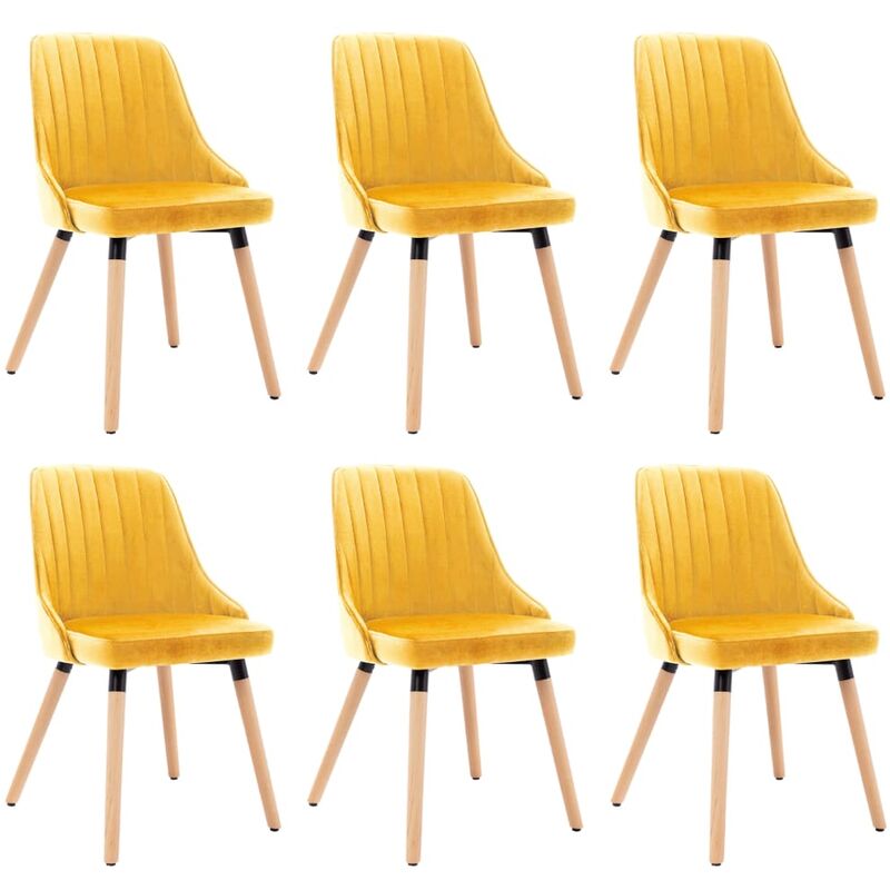 

Sillas de Comedor de Terciopelo 6 Unidades Amarillo - Amarillo - Vidaxl