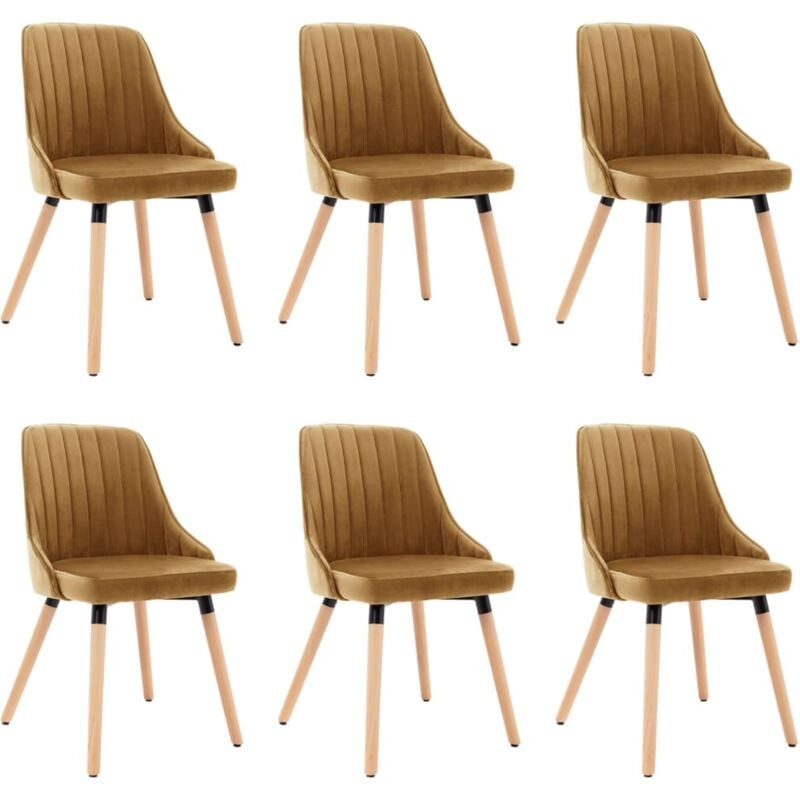 

vidaXL Sillas de Comedor de Terciopelo 6 Unidades Marrón - Marrón