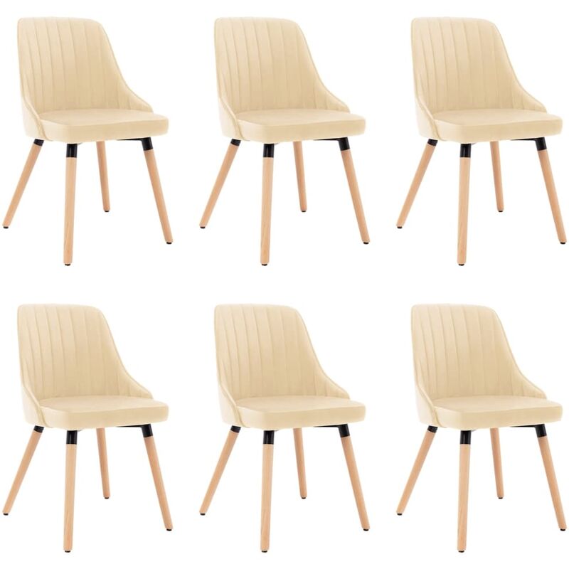 

vidaXL Sillas de Comedor de Terciopelo 6 Unidades Crema - Crema