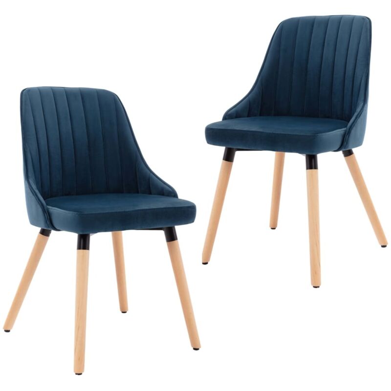 

vidaXL Sillas de Comedor de Terciopelo 2 Unidades Azul - Azul