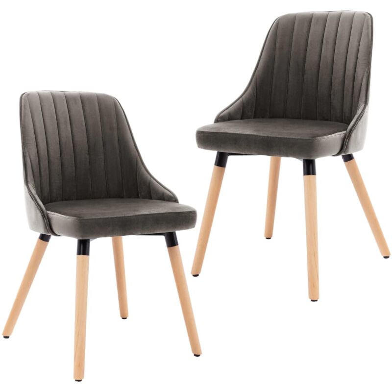 

vidaXL Sillas de Comedor de Terciopelo 2 Unidades Gris Oscuro - Gris