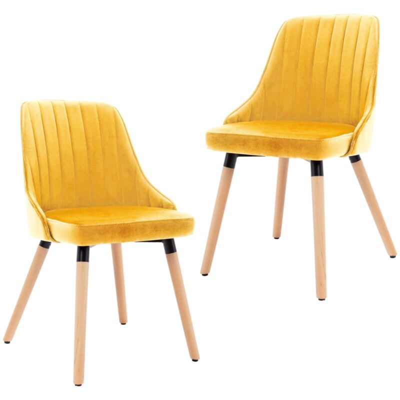 

vidaXL Sillas de Comedor de Terciopelo 2 Unidades Amarillo - Amarillo