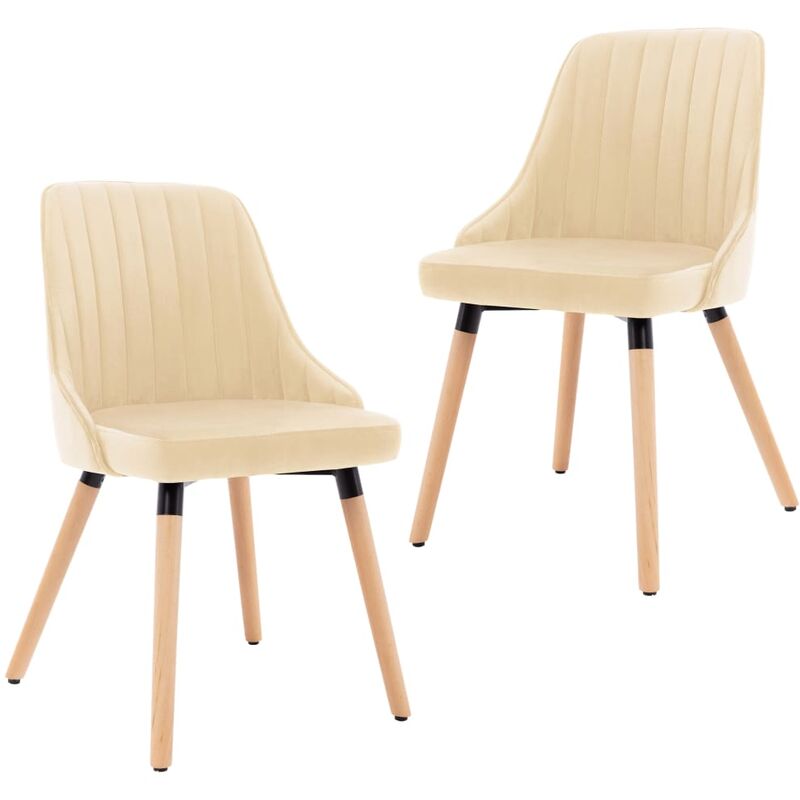 

vidaXL Sillas de Comedor de Terciopelo 2 Unidades Crema - Crema