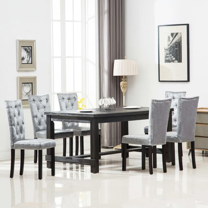 

Happyshopping - Sillas de comedor 6 unidades terciopelo plateado