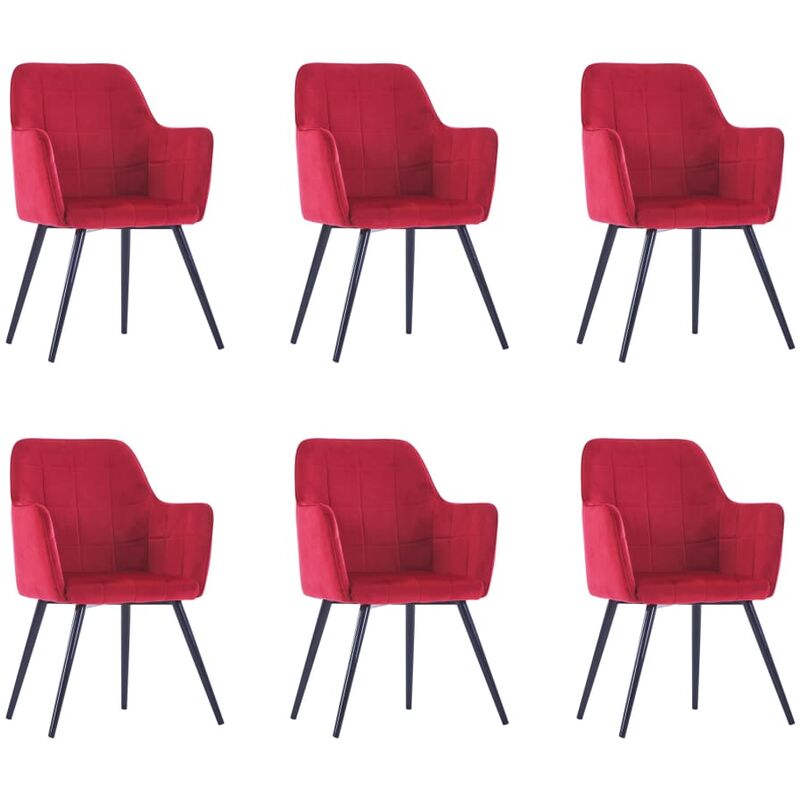 

BHD - Sillas de comedor 6 unidades terciopelo rojo oscuro