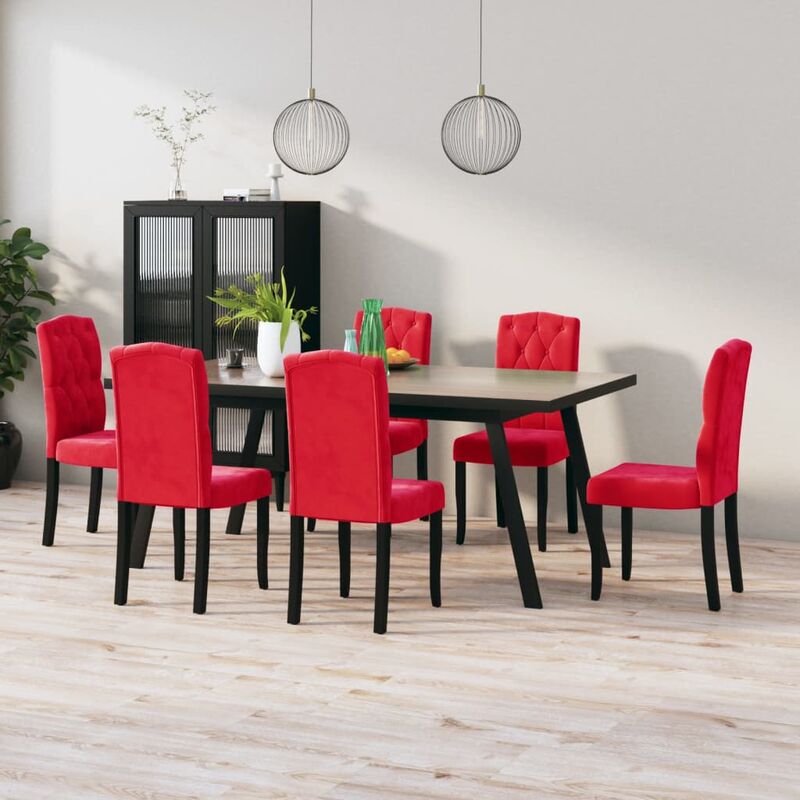

Sillas de comedor 6 unidades terciopelo rojo vino tinto