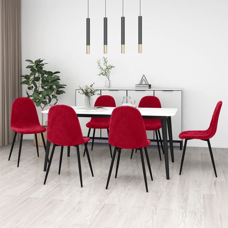 

Sillas de comedor 6 unidades terciopelo rojo vino tinto