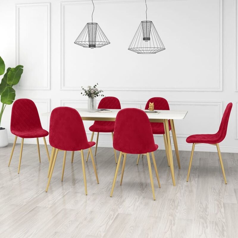 

Sillas de comedor 6 unidades terciopelo rojo vino tinto