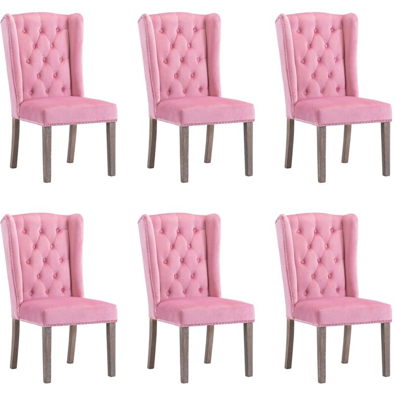

Sillas de comedor 6 unidades terciopelo rosa