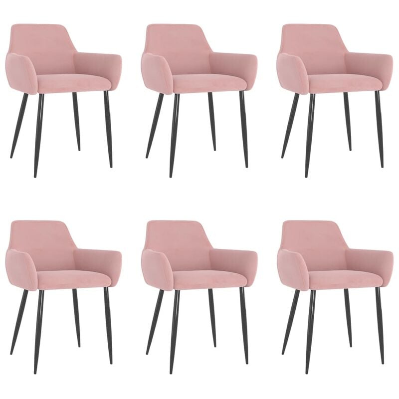 

Sillas de comedor 6 unidades terciopelo rosa