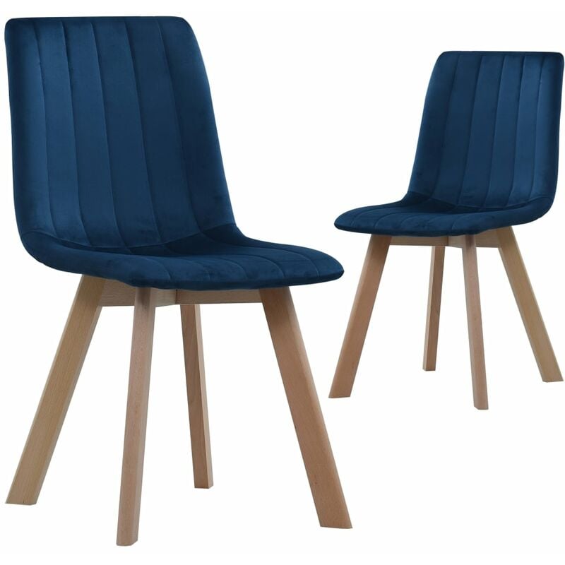 

vidaXL Sillas de Comedor Terciopelo 2 Unidades Azul - Azul