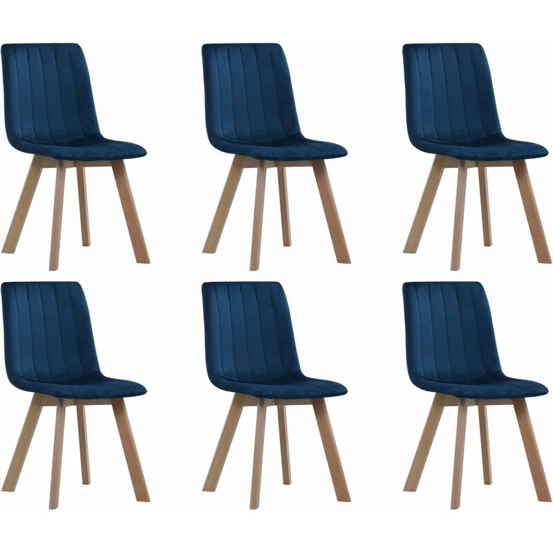 

vidaXL Sillas de Comedor Terciopelo 6 Unidades Azul - Azul
