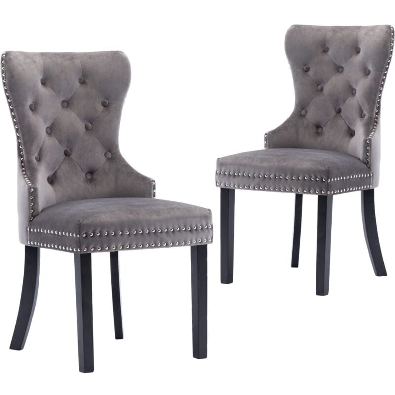 

vidaXL Sillas de Comedor Terciopelo 2 Unidades Gris - Gris