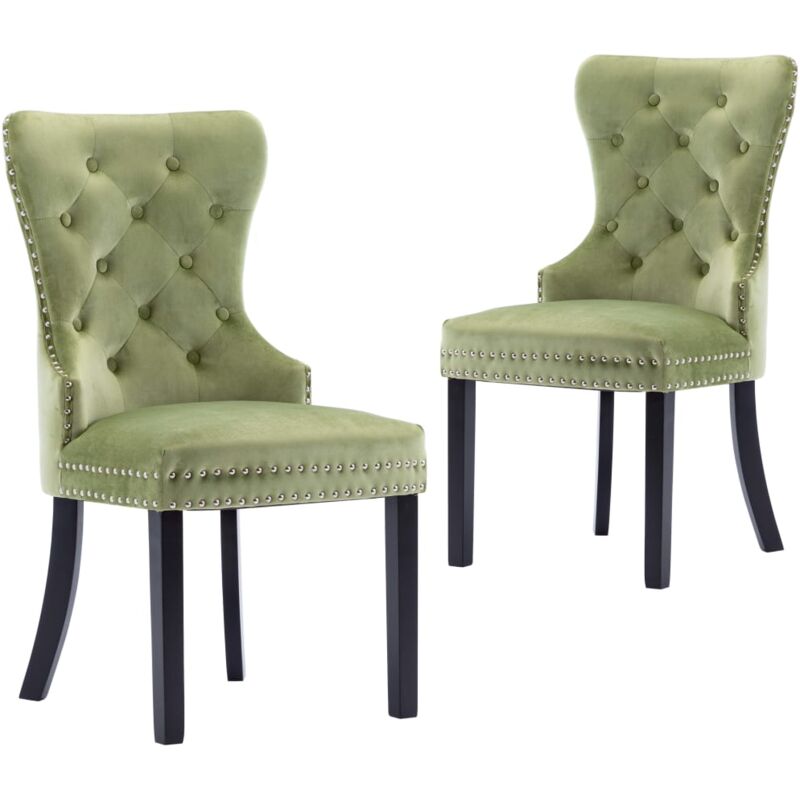 

vidaXL Sillas de Comedor Terciopelo 2 Unidades Verde Claro - Verde