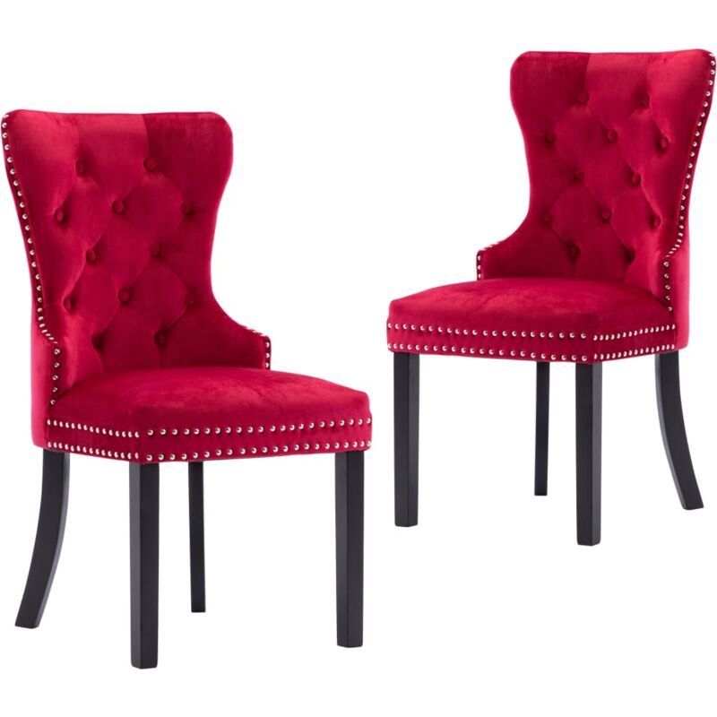 

vidaXL Sillas de Comedor Terciopelo 2 Unidades Vino Tinto - Rojo