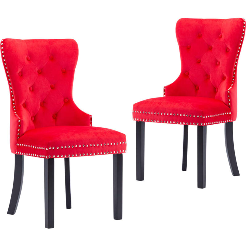 

vidaXL Sillas de Comedor Terciopelo 2 Unidades Rojo - Rojo