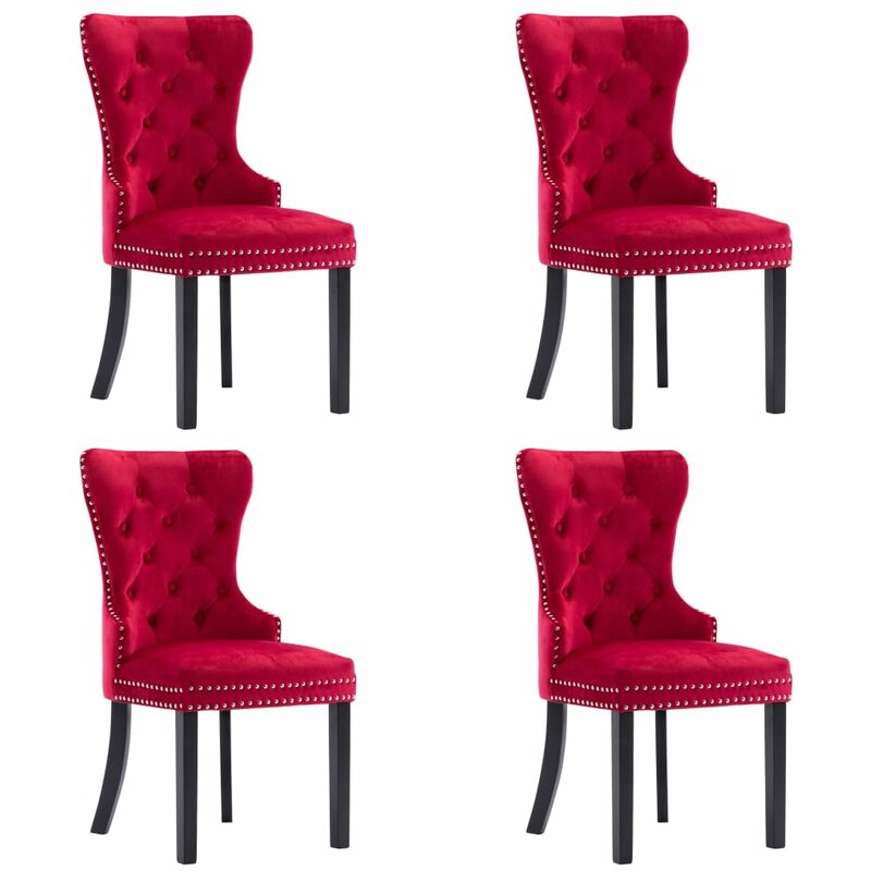 

Sillas de Comedor Terciopelo 4 Unidades Vino Tinto - Rojo - Vidaxl