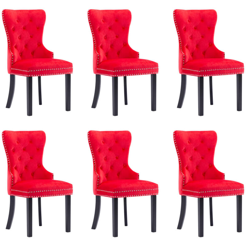 

Sillas de Comedor Terciopelo 6 Unidades Rojo - Rojo - Vidaxl