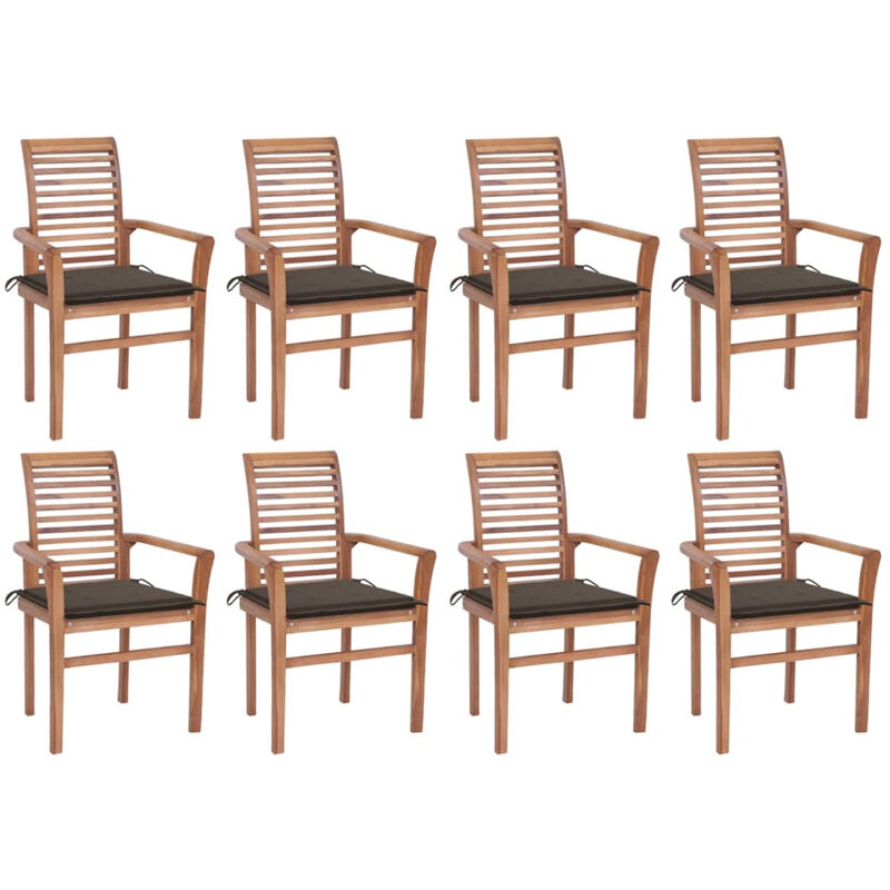 

Sillas de comedor 8 uds madera de teca con cojines gris taupe