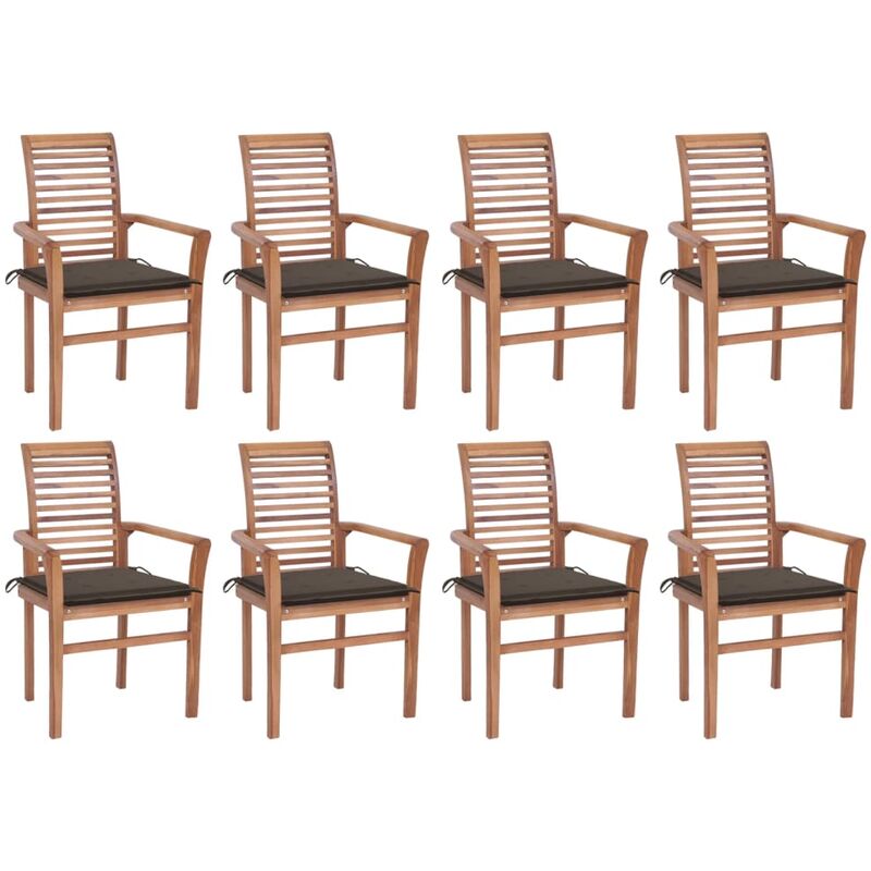 

Sillas de comedor 8 uds madera de teca con cojines gris taupe