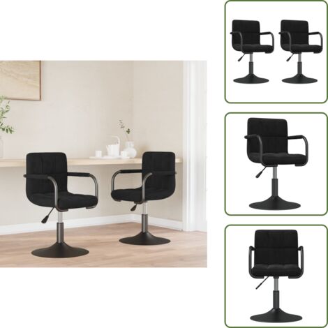 Sillas de comedor ajustables - vidaXL Sillas de comedor giratorias 2 uds terciopelo negro - Sillas de comedor con reposabrazos