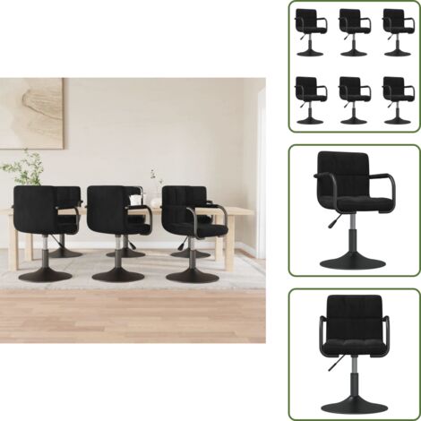 Sillas de comedor ajustables - vidaXL Sillas de comedor giratorias 6 unidades terciopelo negro - Sillas de comedor con reposabrazos