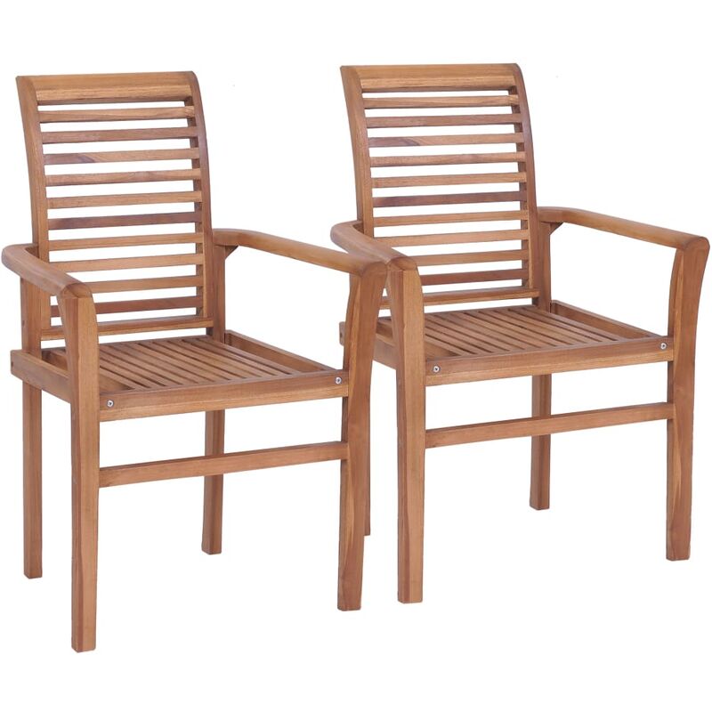 

Sillas de comedor apilables 2 unidades teca maciza - Marrón