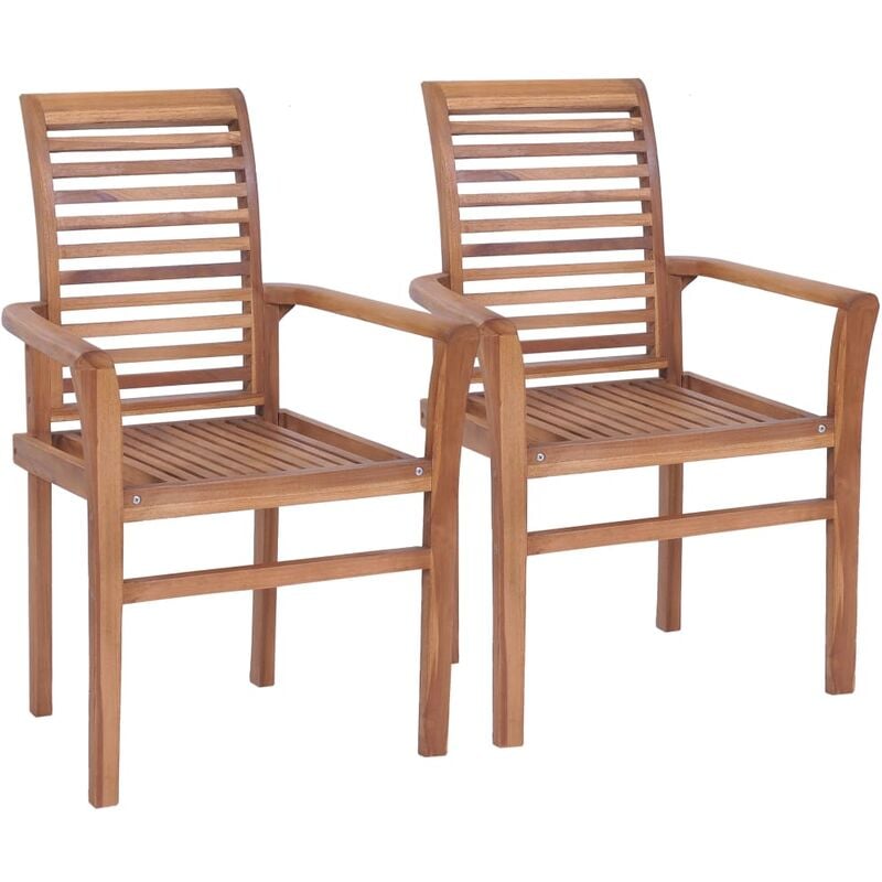 

vidaXL Teca Maciza Sillas de Comedor Apilables 2 Unidades - Marrón