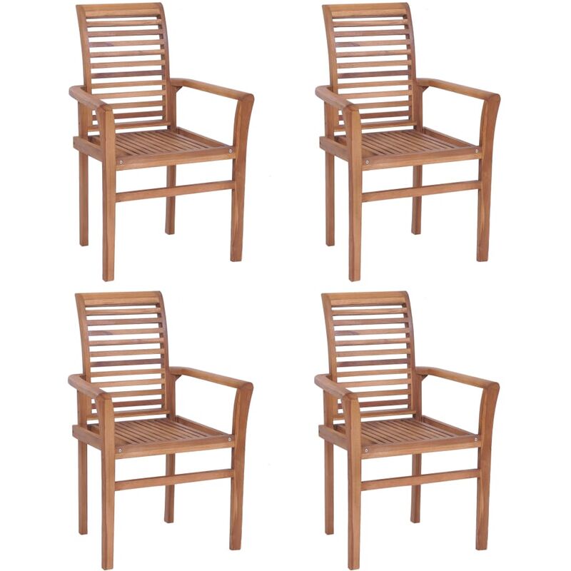 

Sillas de comedor apilables 4 unidades teca maciza
