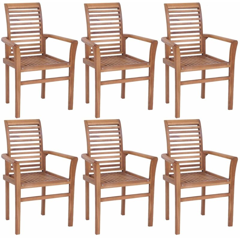 

Sillas de comedor apilables 6 unidades teca maciza