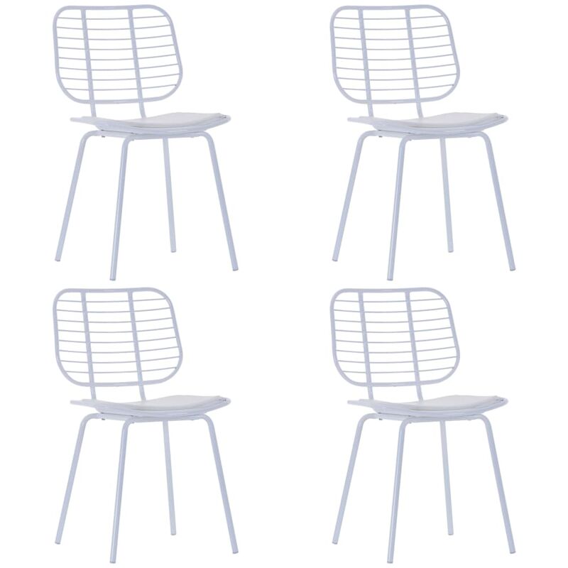

Happyshopping - Sillas de comedor asientos cuero sintetico 4 uds acero blanco