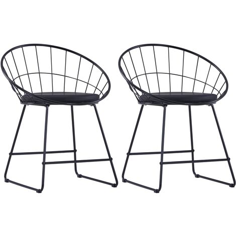 Sillas de comedor asientos de cuero sintético 2 uds acero negro vidaXL