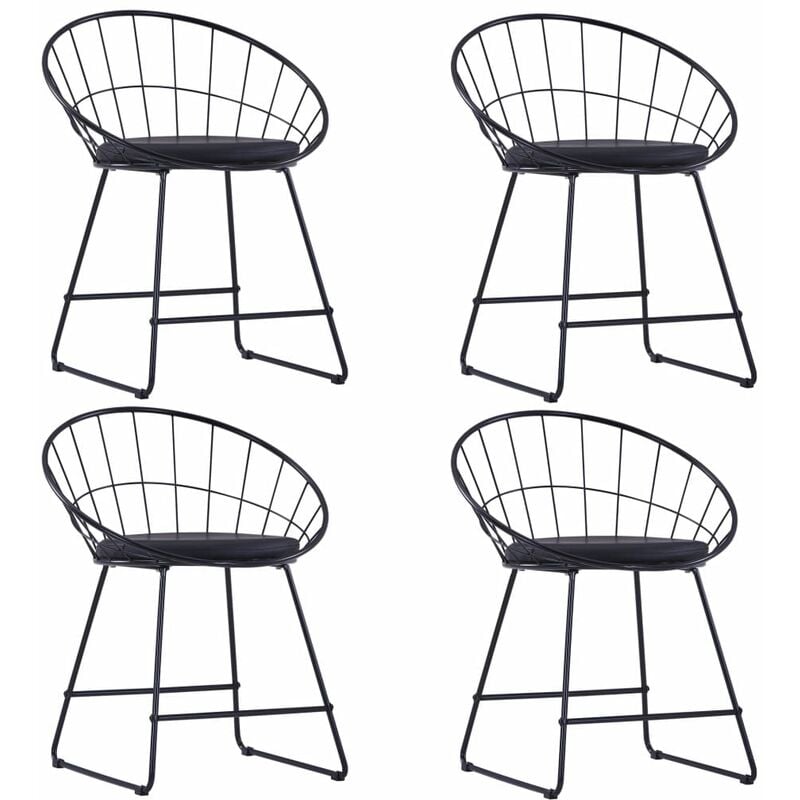 

Sillas de comedor asientos de cuero sintético 4 uds acero negro