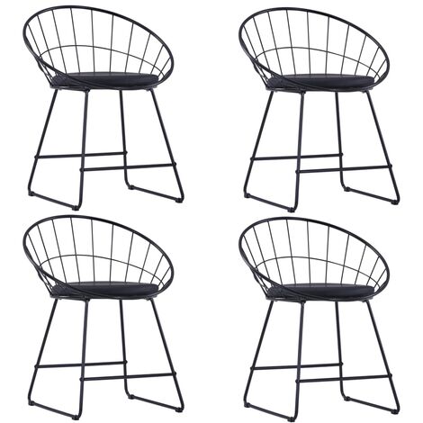 Sillas de comedor asientos de cuero sintético 4 uds acero negro vidaXL