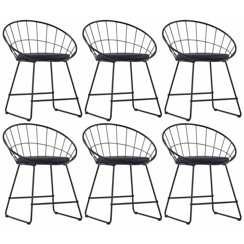 

Sillas de comedor asientos de cuero sintetico 6 uds acero negro