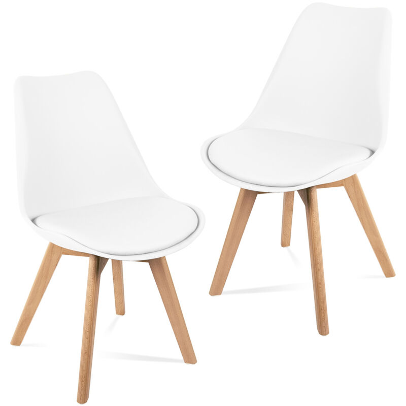 

Sillas de comedor blancas, diseño nordico, sillas tulip para salon, oficina, sala de estar, despacho o terraza, respaldo ergonomico, asiento