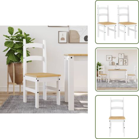 Sillas de comedor blancas - vidaXL Sillas de comedor 2 uds madera maciza pino blanco 40x46x99 cm - Sillas de comedor de madera