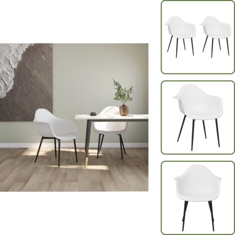 Sillas de comedor blancas - vidaXL Sillas de comedor 2 unidades blancas PP - Sillas de cocina