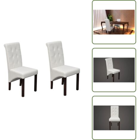 Sillas de comedor blancas - vidaXL Sillas de comedor 2 unidades cuero sintético blanco -