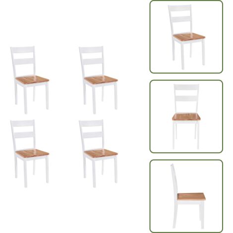 Sillas de comedor blancas - vidaXL Sillas de comedor 4 unidades madera maciza de caucho blanco -