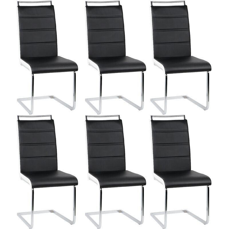 

Sillas de comedor Cantilever 6 unidades - sillas para salón de diseño,asientos de comedor para casa - Negro y Blanco