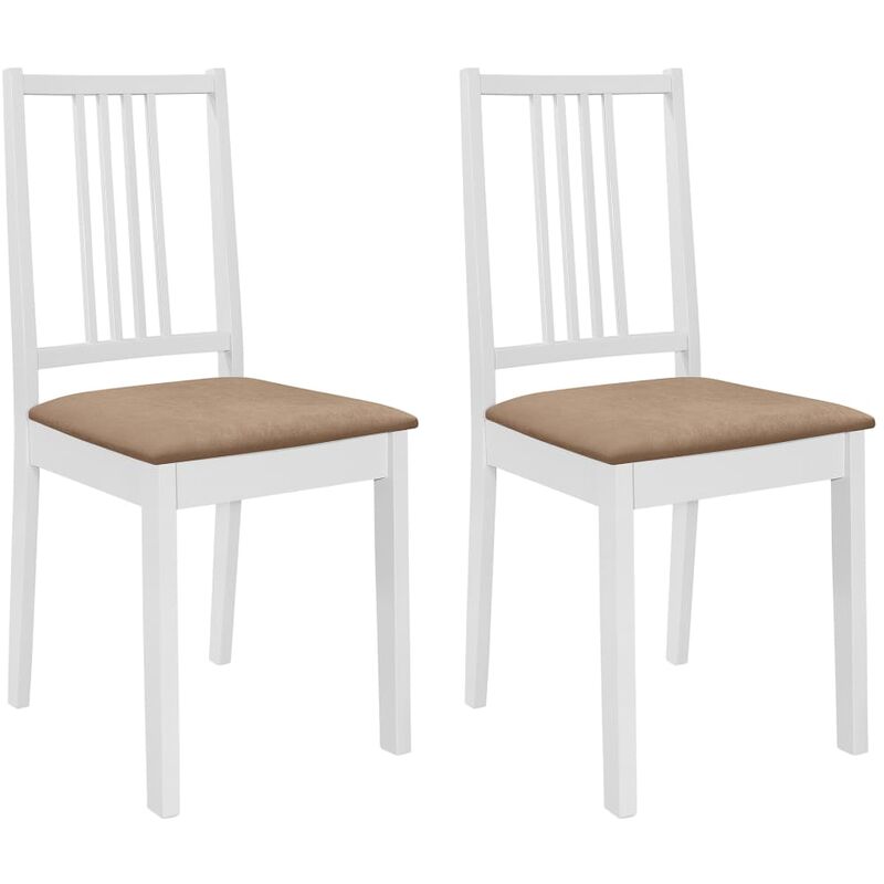 

Sillas de comedor con cojines 2 unidades madera maciza blancas