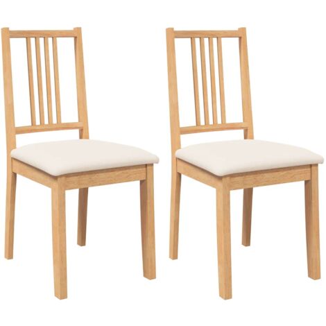 Sillas de comedor con cojines 2uds madera maciza natural caucho vidaXL