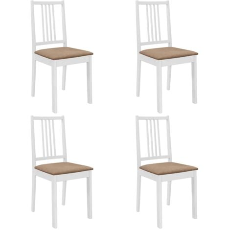 Sillas de comedor con cojines 4 PCS White Solid Wood - 343045
