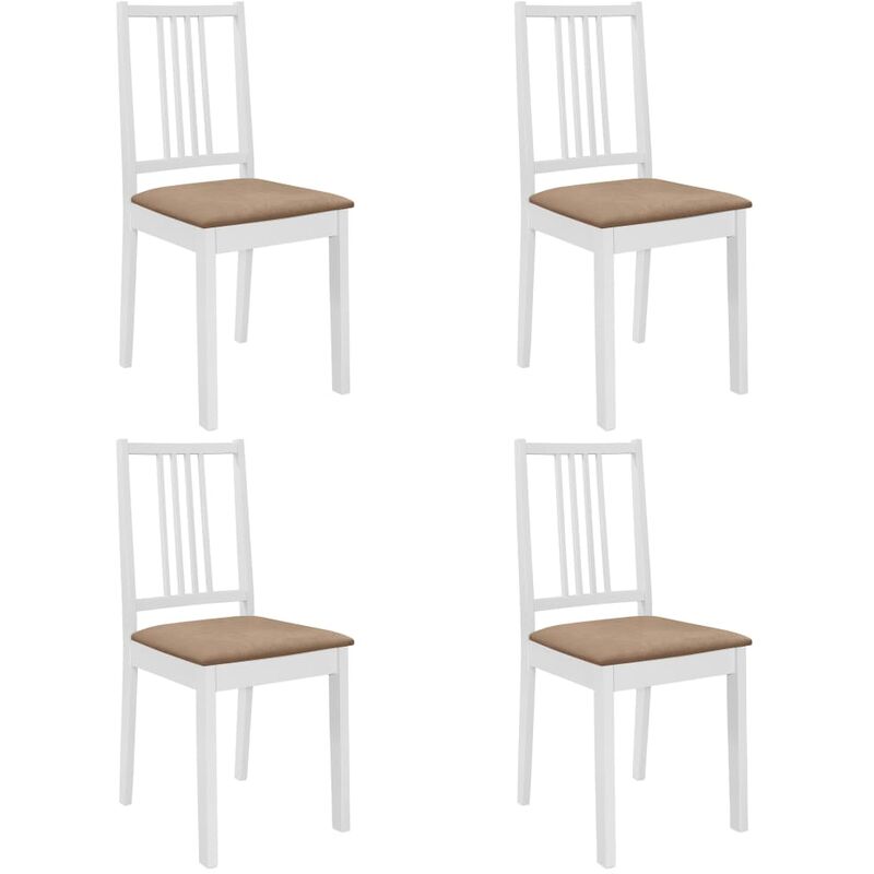 

Happyshopping - Sillas de comedor con cojines 4 unidades madera maciza blanca