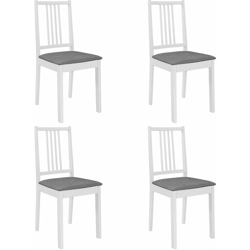 

Happyshopping - Sillas de comedor con cojines 4 unidades madera maciza blanca